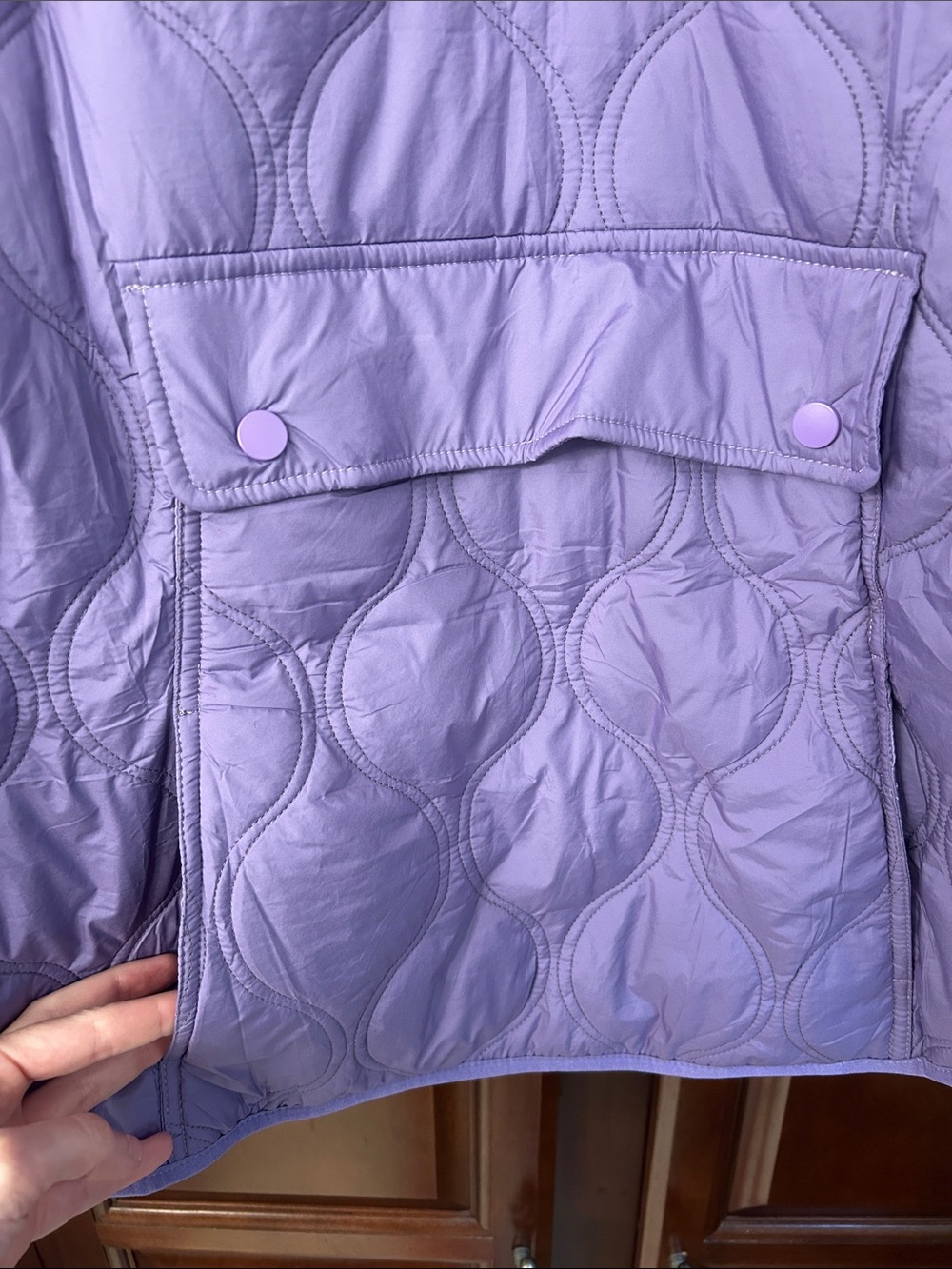Adult Oversized Quilted Pullover Jacket - Lavender Large - Picture 3 of 4